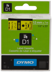 DYMO D1 etichette originali / stampa nera su giallo / 12 mm x 7 m / etichette autoadesive per etichettatrice LabelManager / 1 Pezzo