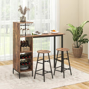 Tavolo Alto con Sgabelli 3 pz Tavolino e Bancone Bar, Penisola Cucina con Sgabelli, Tavolo Bistro in Forma Quadrata 120x40x90 cm, 4 Colori (Caffe)