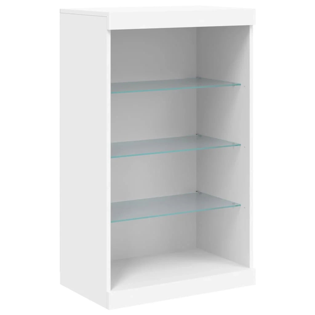 Buffet credenza cassettiera armadio mobile contenitore organizer per cucina soggiorno salotto con luci LED 60,5 x 37 x 100 cm bianco 02_0029853
