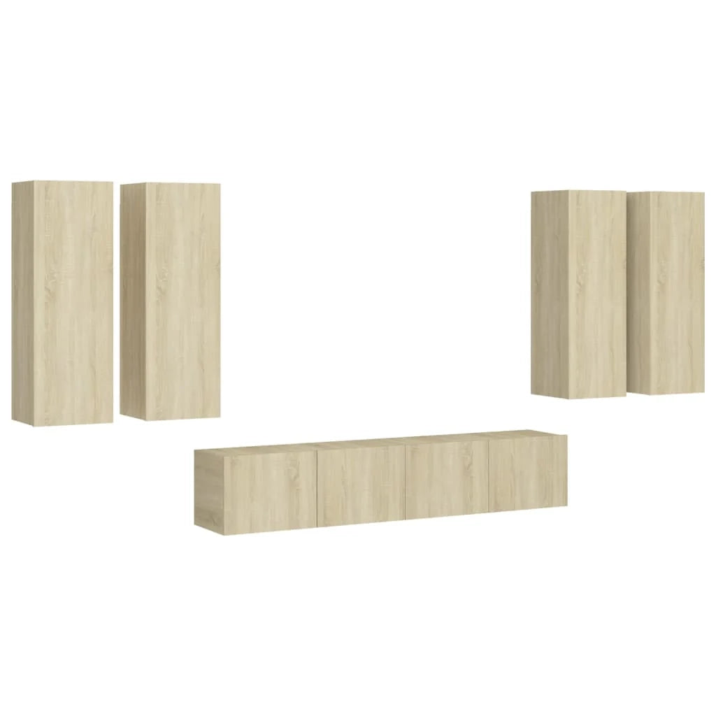 Set di mobili da 6 pezzi tra cui armadio credenza mobile porta TV soggiorno/camera da letto/salotto legno ingegnerizzato rovere Sonoma marrone 02_0024327