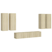 Set di mobili da 6 pezzi tra cui armadio credenza mobile porta TV soggiorno/camera da letto/salotto legno ingegnerizzato rovere Sonoma marrone 02_0024327