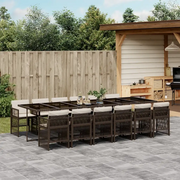 Set da Pranzo da Giardino 13pz con Cuscini Marrone Polyrattan 3210945