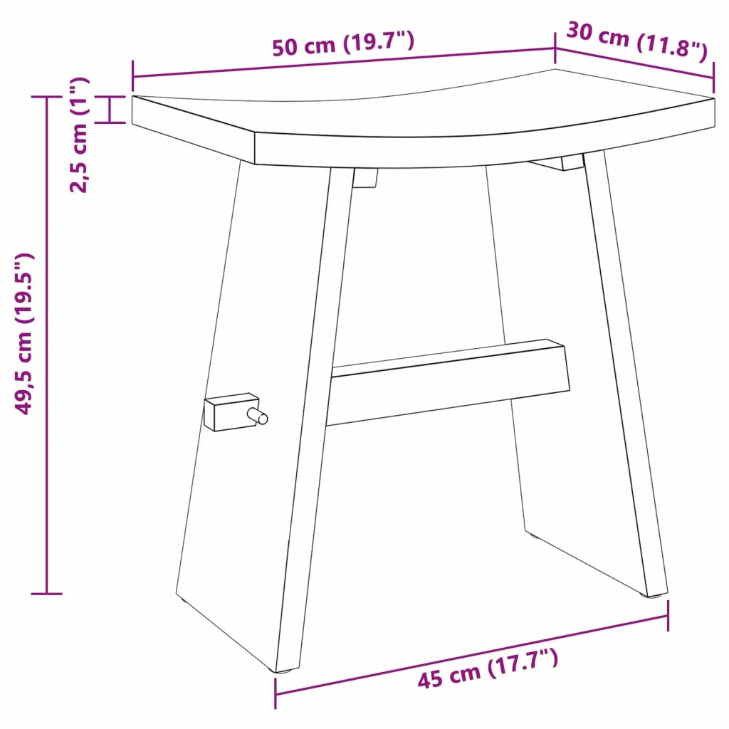 Sgabello per Bagno Marrone 50 x 29,5 x 50,5 cm