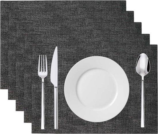 Set di 6 placemats in PVC trasparente - resistente al calore - 6 pezzi - finitura pelle - 43cm x 30cm