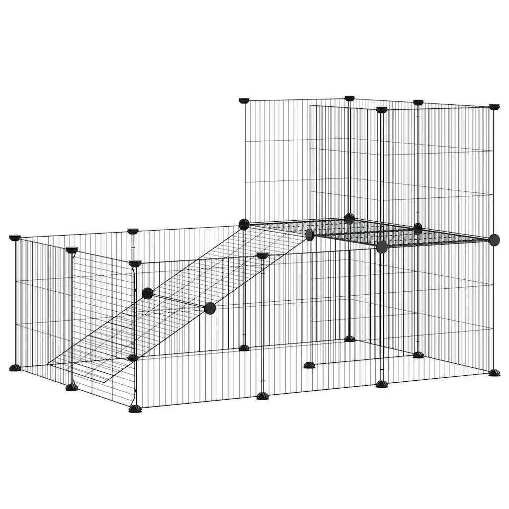 Gabbia per Animali 20 Pannelli con Porta Nera 35x35 cm Acciaio 3114061
