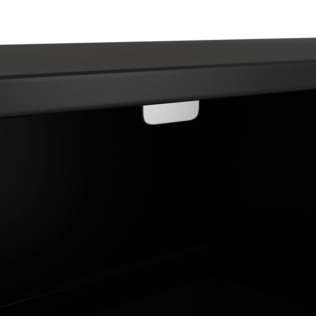 Credenza a 4 ante con ripiani regolabili, cerniere soft-close e dettagli oro, in MDF e truciolare nero 160 × 40 × 80 cm