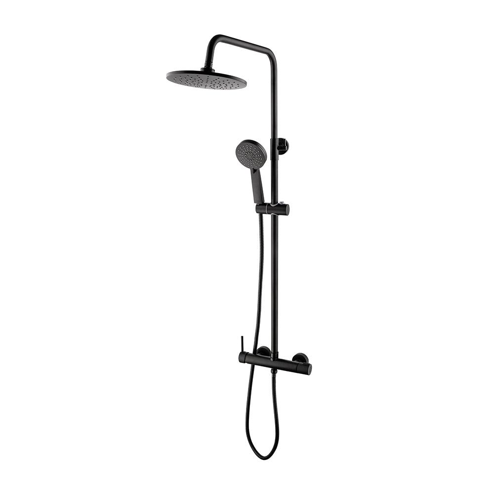 Colonna doccia regolabile H 115 in acciaio inox nero opaco soffione 22,5 cm