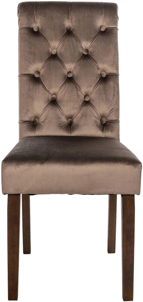 Set di 2 sedie da pranzo Lisburn marrone,Velluto