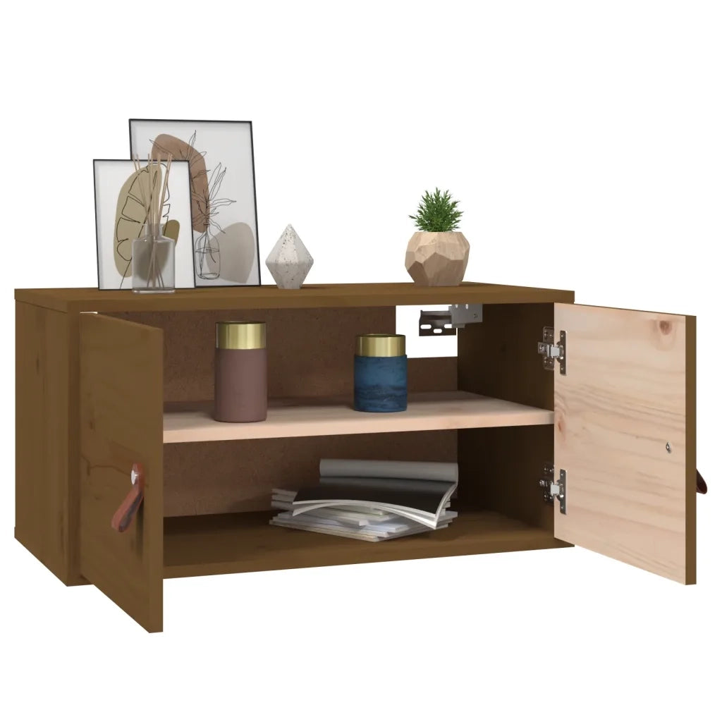 Pensili 2 pz Marrone ambra 60x30x30cm in Legno Massello di Pino 818372