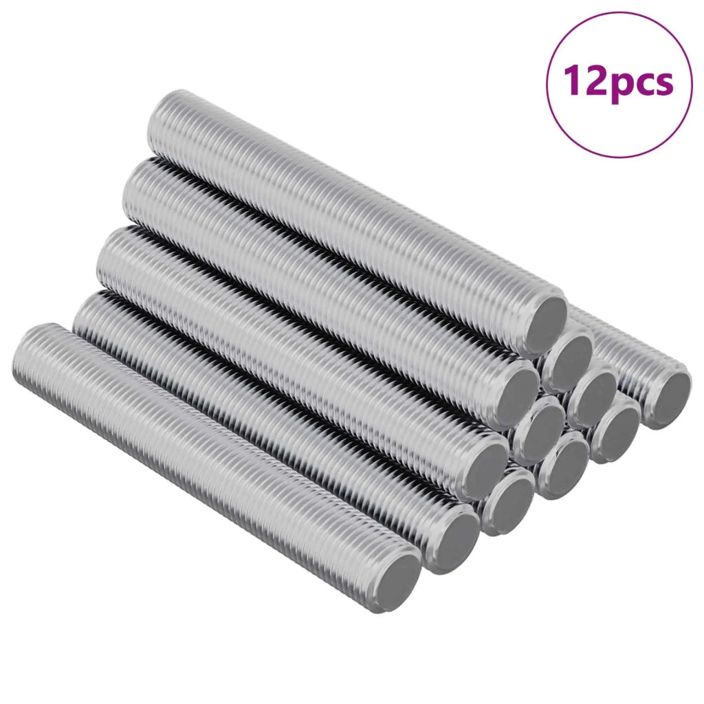 Asta Filettata 12 pz Argento 8 x 55 mm Acciaio CFW3672354