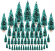 Decorazione di Natale per tavolo, mini albero di Natale con effetto neve, mini pannelli di neve verde, 48 pezzi, dimensioni 35/45/65/85/125/16 cm