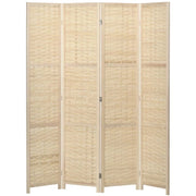 PARAVENTO PIEGHEVOLE  DA INTERNO A 4 ANTE IN LEGNO E BAMBÙ H 170 CM NATURALE