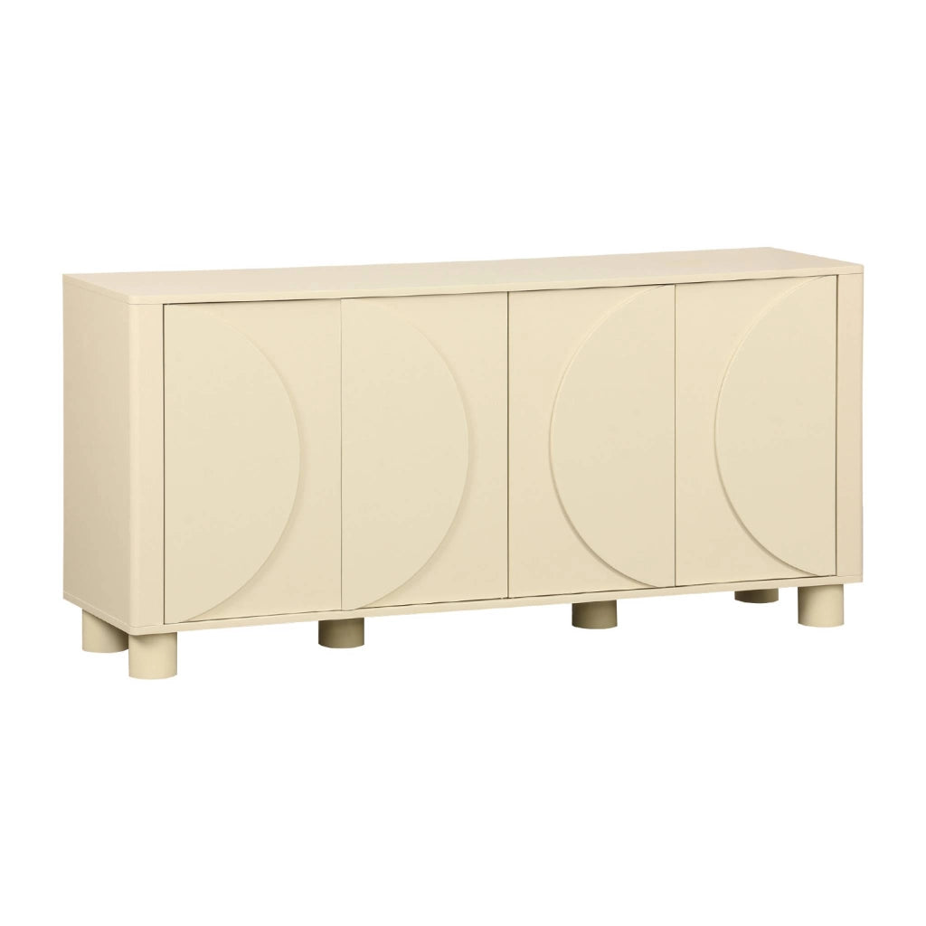 Credenza effetto legno di mango 4 ante, 155cm, beige