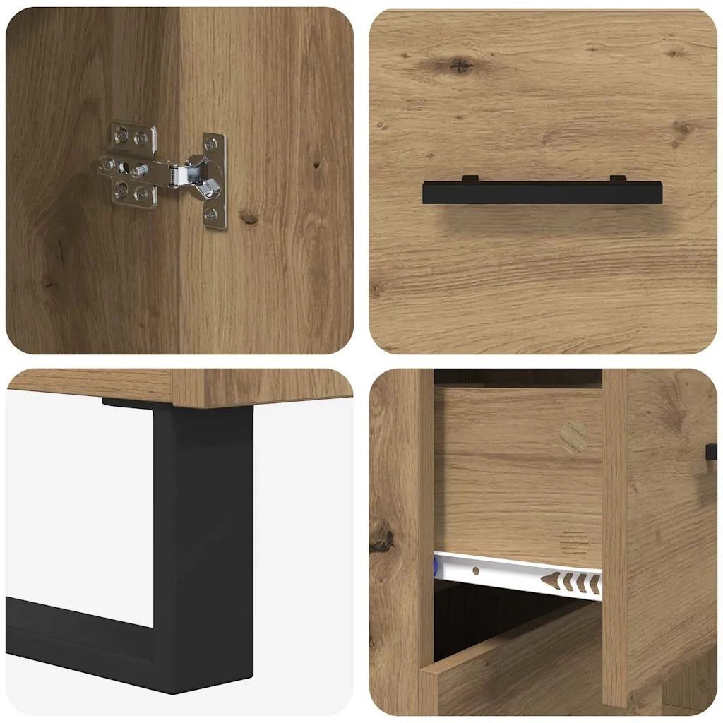 Credenza con Cassetto-Buffet-Armadio da cucina Rovere artigianale 69,5 x 34 x 90 cm 704173