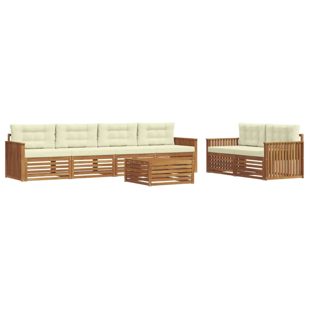 Set di divani da esterno con cuscino 7 pcs Naturale e Crema