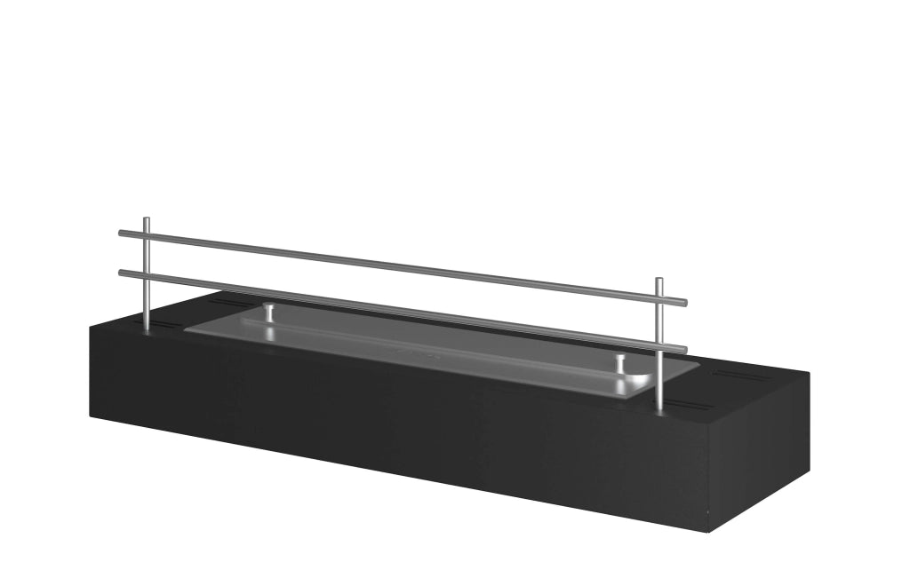 Camino a Bioetanolo da Tavolo 60x19 cm Firebox 600 Nero con Vetro