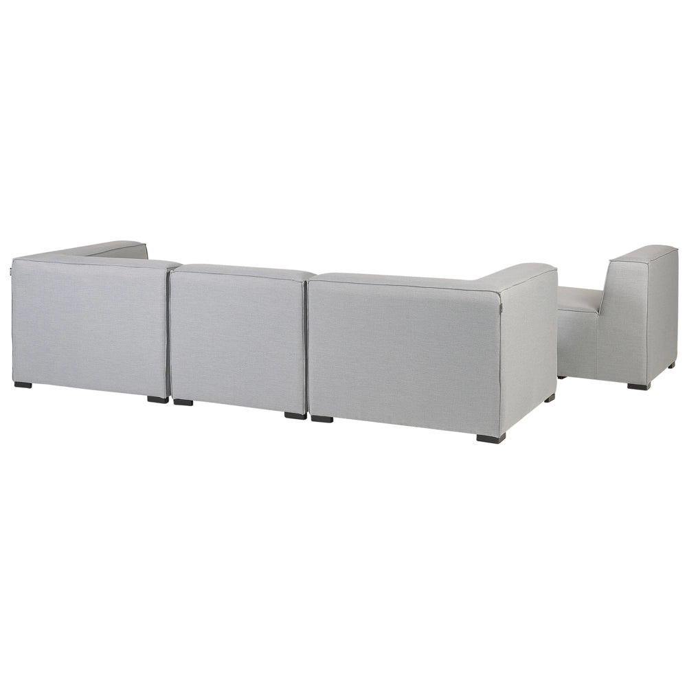 Set divano modulare 4 posti con pouf rivestimento in tessuto grigio salotto da giardino ottomana
