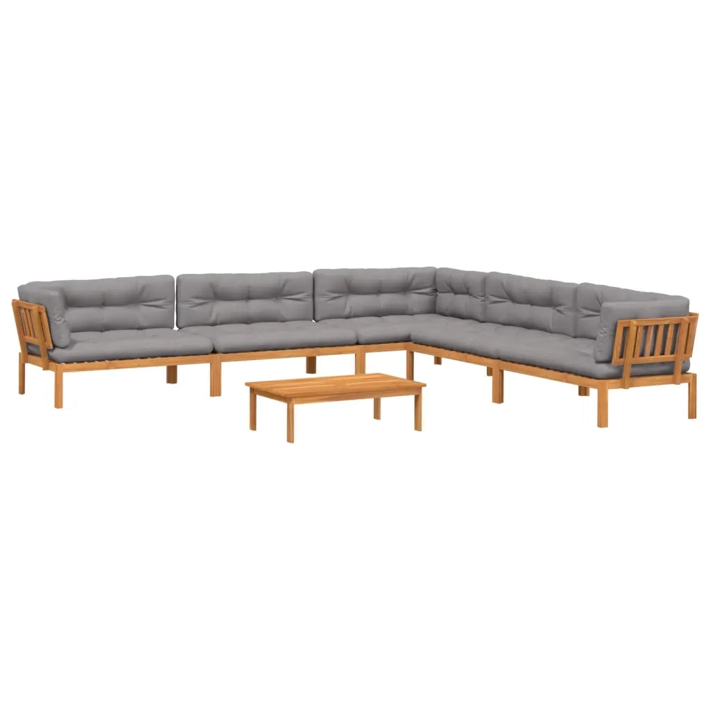 Set Divano Pallet da Giardino 6 pz con Cuscini Massello Acacia