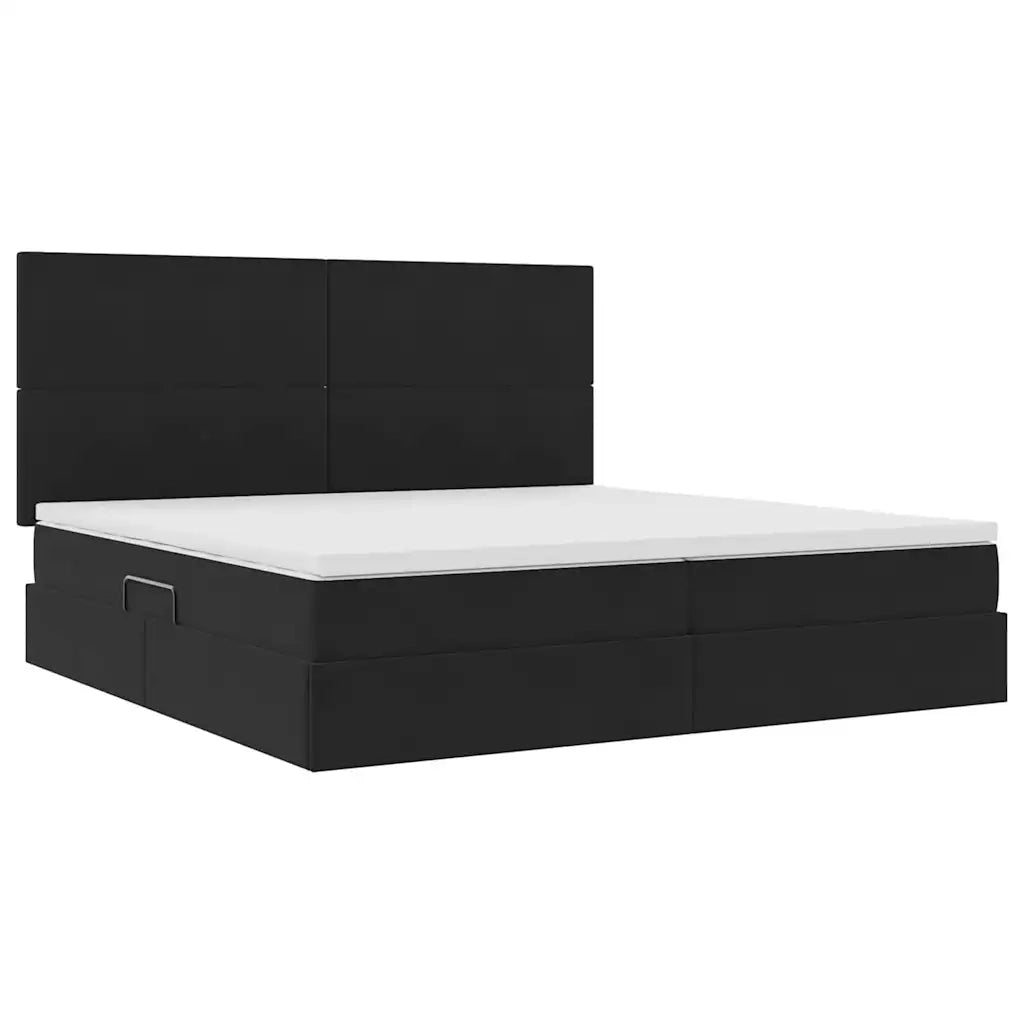 Letto con contenitore e LED con led Nero 200 x 200 cm Velluto 3372629