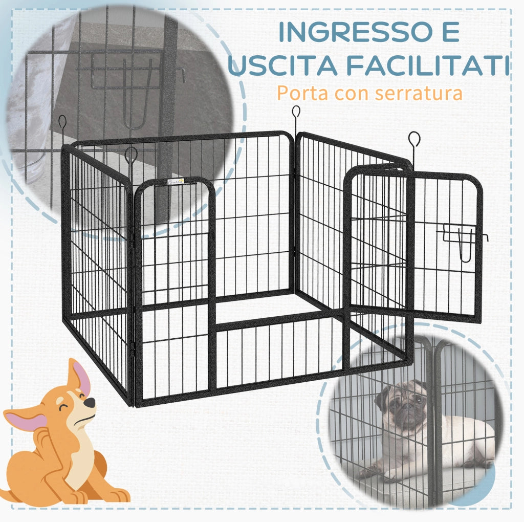 Recinto per Cani Pieghevole in Metallo ¨C zephmum ¨C 82x82x60cm Grigio