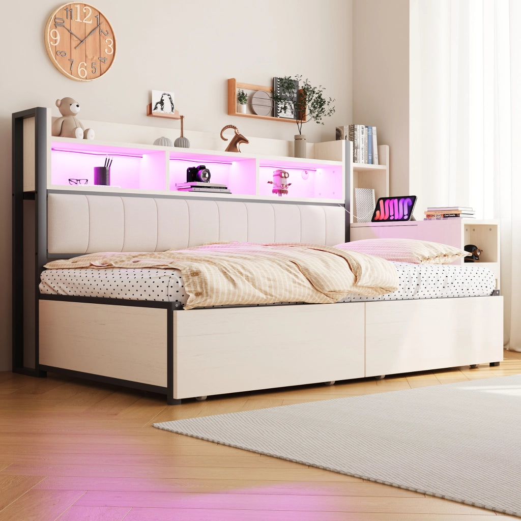 Letto sofà con scrivania estraibile metallo legno 90x200 cm