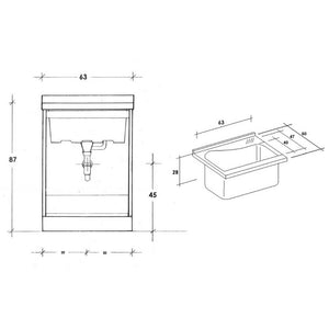 Mobile Lavatoio 63x60x87 cm 2 Ante Asse in Legno Montegrappa Acqua Edilla Bianco