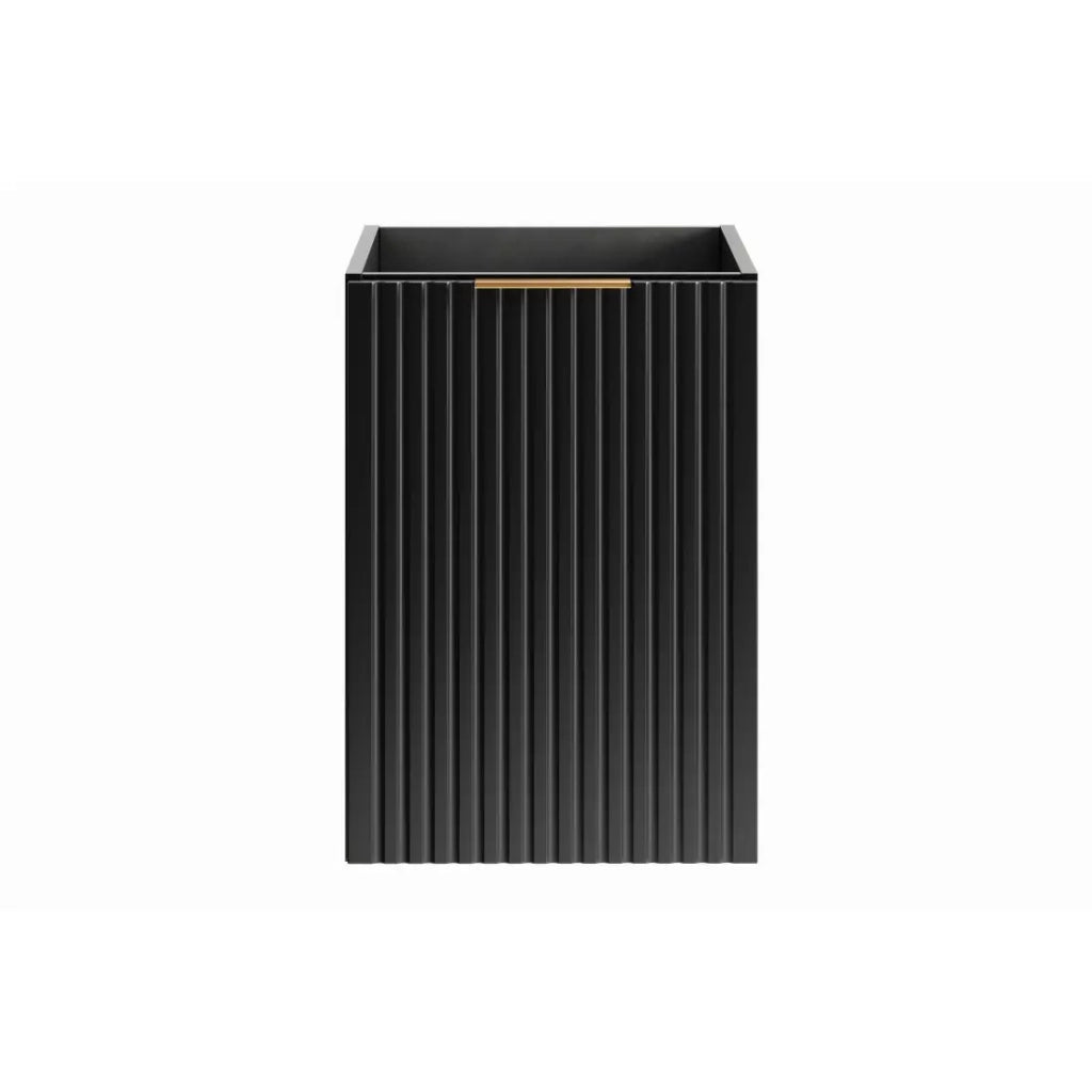 Mobile da bagno NOXERA – 40 cm – Cesto per la biancheria integrato – Nero opaco – Design scanalato
