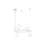 Lampadario Contemporaneo Ring Metallo Bianco 4 Luci E Diffusori Bianchi