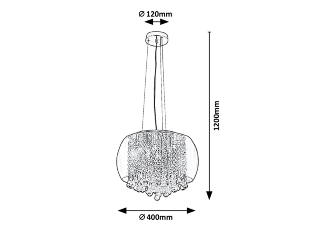 Lampadario Ninelle Rabalux cromato cristalli fumé Ø40 6xG9