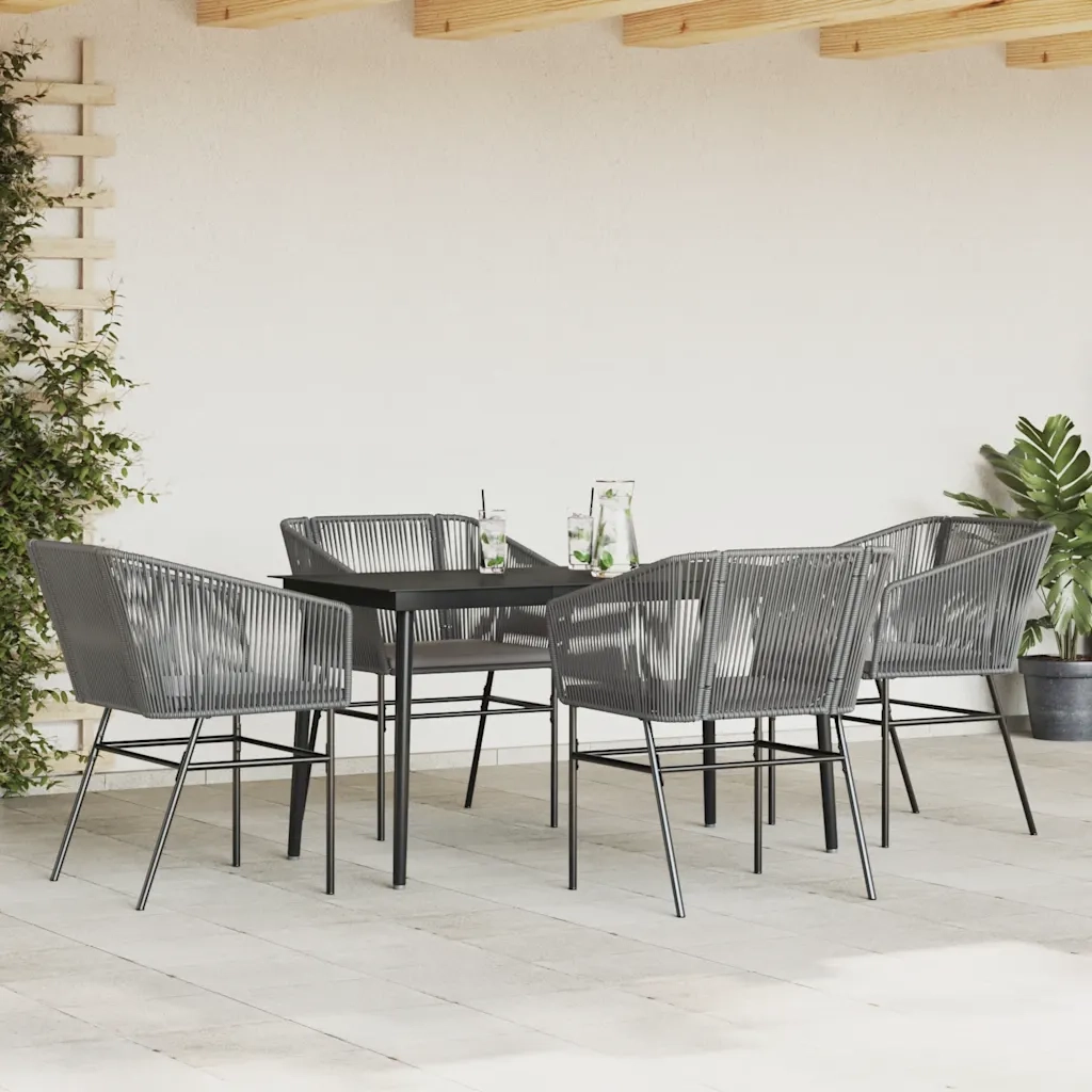 Set da Pranzo da Giardino 5 pz | Set Salotto da Giardino con Cuscini Polyrattan Vetro