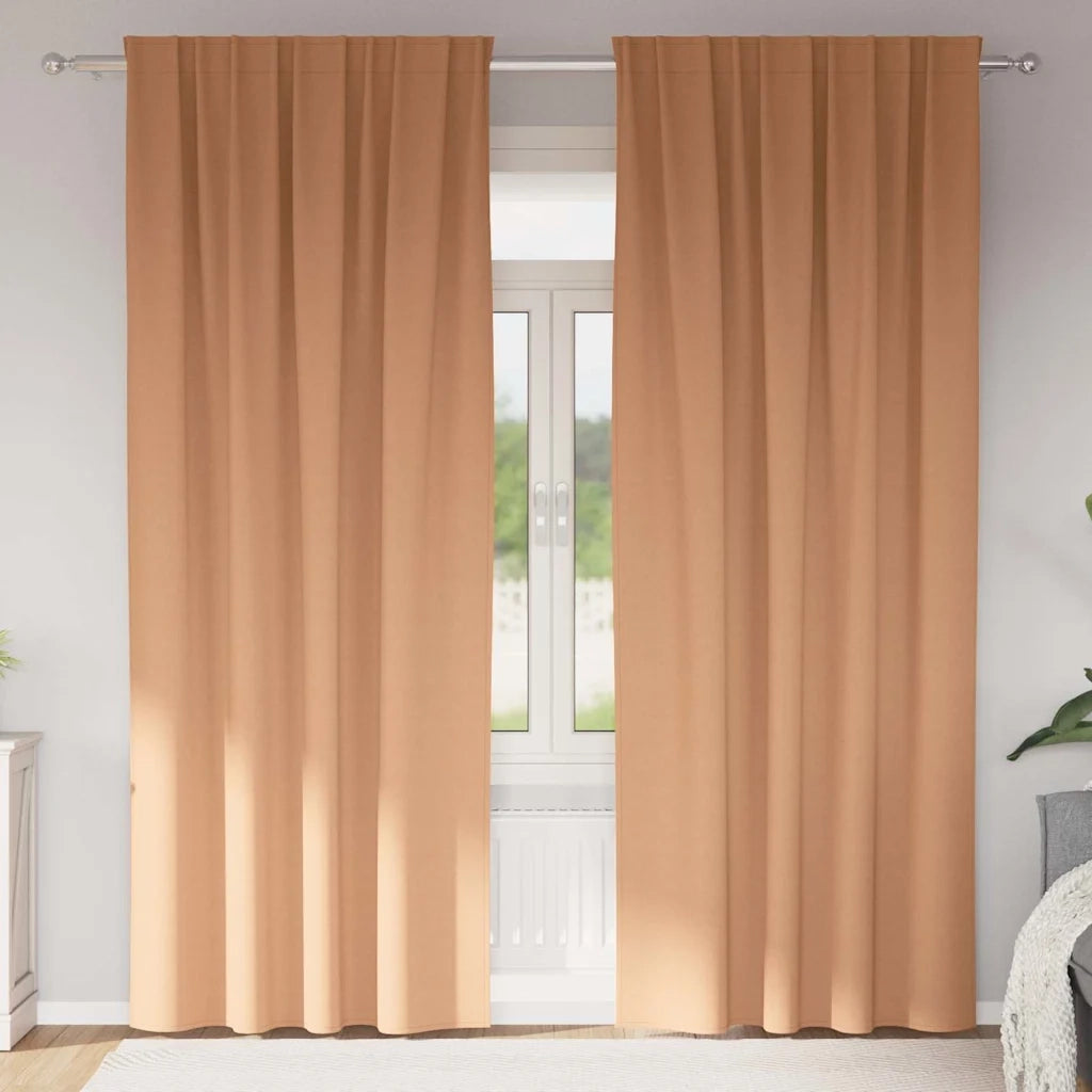vidaXL Tende con tende 2 pcs Marrone chiaro Poliestere