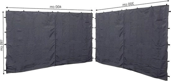 Pannelli laterali con chiusura a cerniera per tenda - Grigio antracite - 2 pezzi - 3x4m