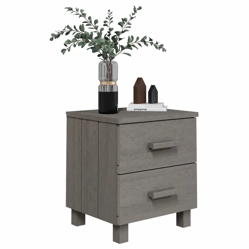 Comodini HAMAR 2 pz Grigio Chiaro 40x35x44,5 cm Legno di Pino 340411