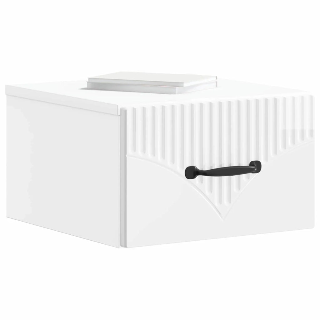 Mobiletto da notte a muro Bianco Lucido 34,5 x 33 x 20 cm 898943