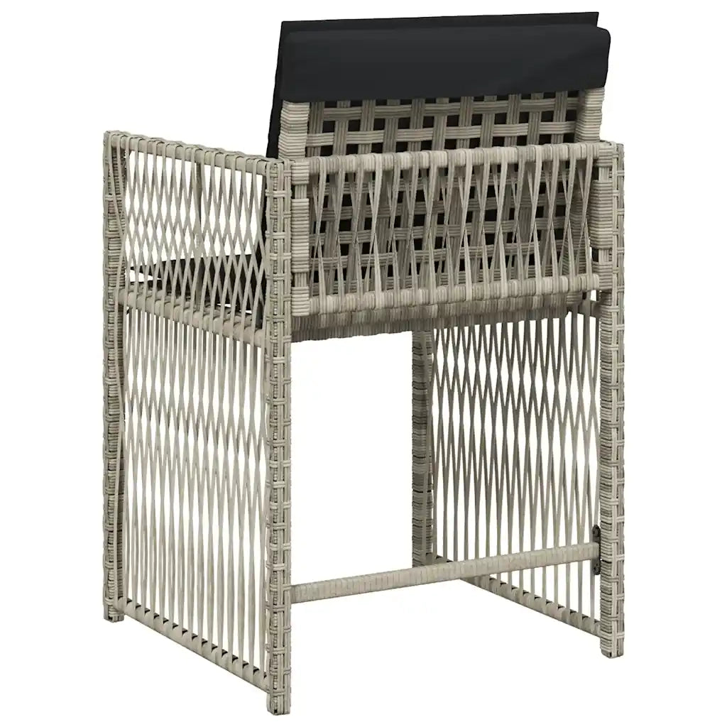 Sedie da Giardino con Cuscini 4 pz Grigio Chiaro in Polyrattan