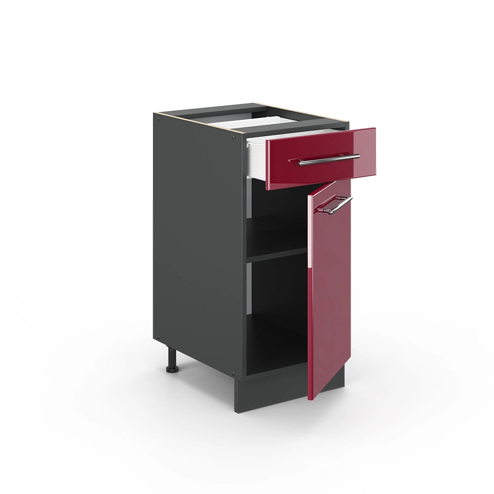 Mobiletto base per cucina Fame-Line Bordeaux lucido/Antracite 40 cm senza piano di lavoro Vicco