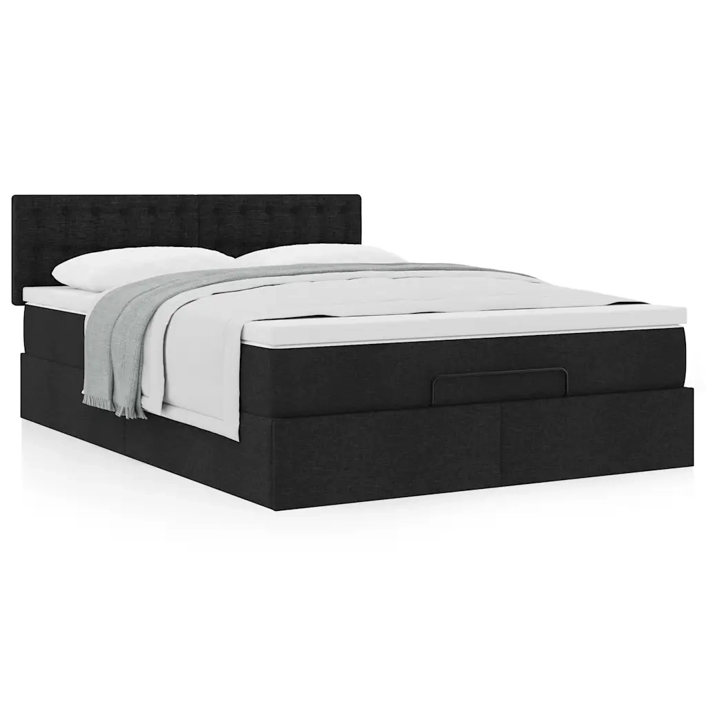 Pouf Letto con Materasso Nero 140x190 cm in Tessuto 3311624