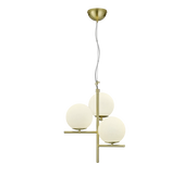 Lampada a sospensione 3 sfere, ottone opaco e bianco, D 40 cm, Pure