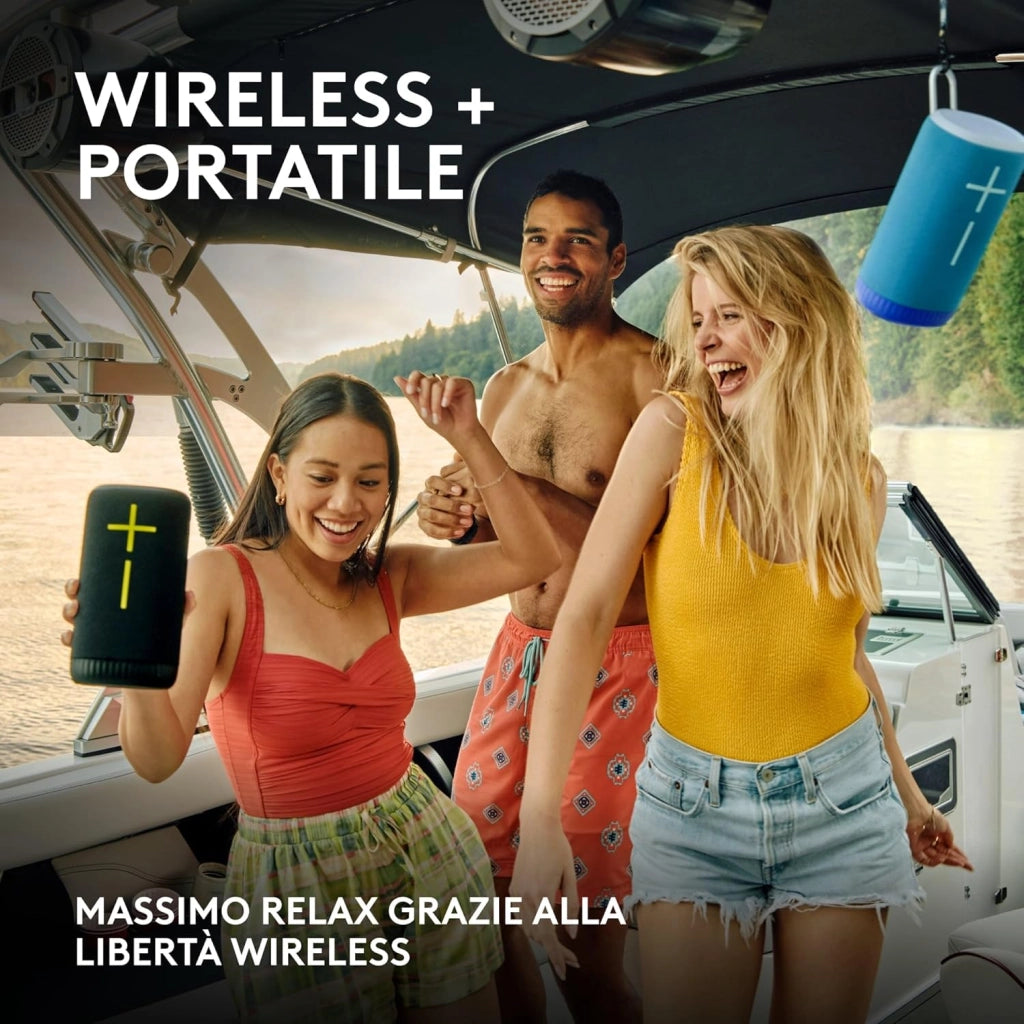 Ultimate Ears EVERBOOM Altoparlante Bluetooth wireless portatile, bassi ottimali, audio a 360 gradi, IP67 impermeabile e galleggiante, fino a 20 ore di durata della batteria - Nero