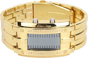 Orologio da polso LED per uomini con modalità orario binario Orologio da polso con display LED digitale (oro)