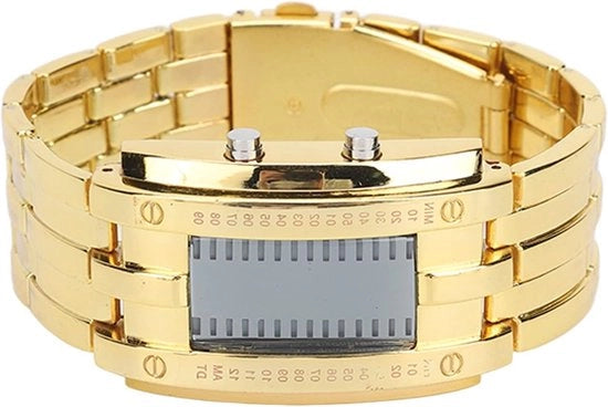 Orologio da polso LED per uomini con modalità orario binario Orologio da polso con display LED digitale (oro)