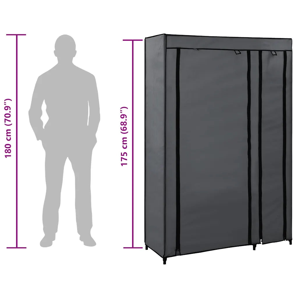 Armadi Pieghevoli 2 pz Grigi 110x45x175 cm in Tessuto 282425