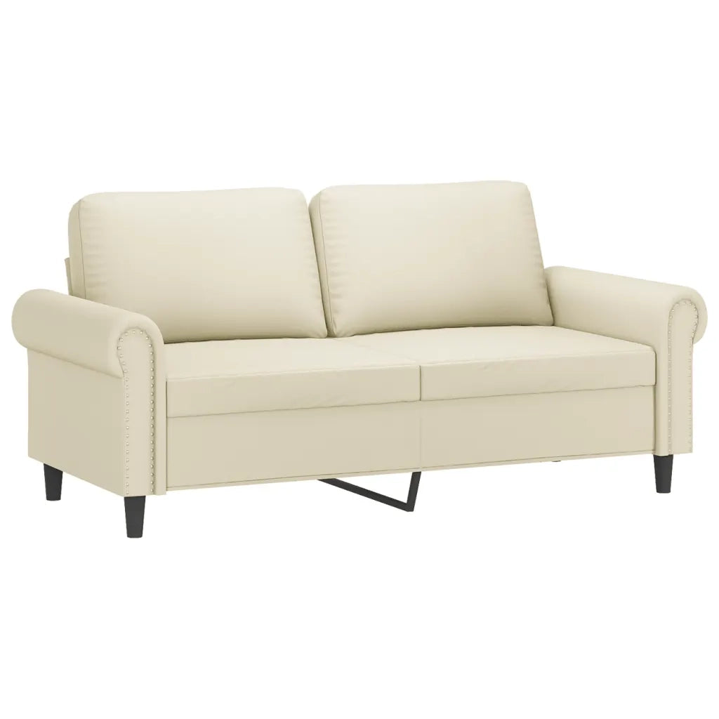Set di Divani 3 pz con Cuscini crema in Similpelle