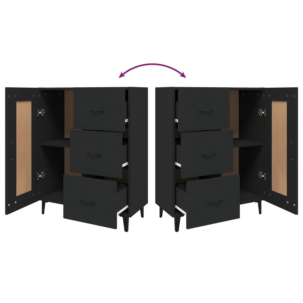 Credenza Nera 69,5x34x90 cm in Legno Multistrato 812232