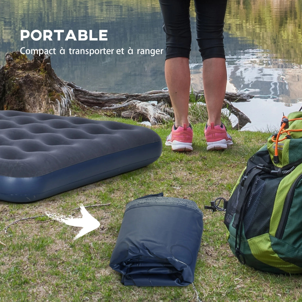 Materasso gonflabile 2 persone con pompa a mano ¨C zephmum ¨C blu