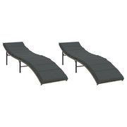 Lettini Prendisole 2 pz | Sdraio da giardino | Lettino da sole con Cuscini Grigio in Polyrattan