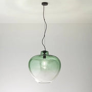 Sospensione Contemporanea Big Bowl Metallo Nero Vetro Verde 1 Luce E27