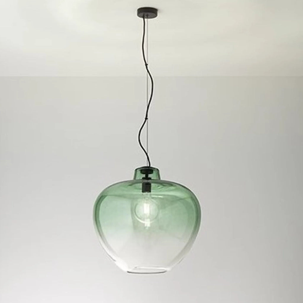 Sospensione Contemporanea Big Bowl Metallo Nero Vetro Verde 1 Luce E27