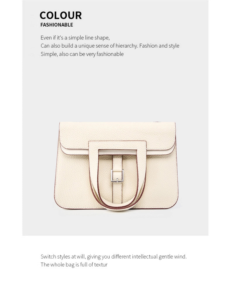 Borsa a mano casual da donna in vera pelle bianca