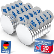 Magnetici Neodymium da Parete [LIJM 3M STRAORDINARIO] Maxi-Pack 20 pezzi (30x3mm) | con adesivi magnetici 3M | Magnetici potenti per aziende, whiteboard, foto e frigoriferi